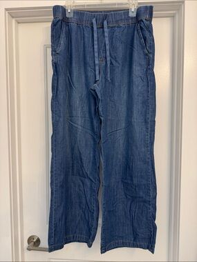Nine West Relaxed Drawstring lightweight chambray women’s Jeans in Deep Blue